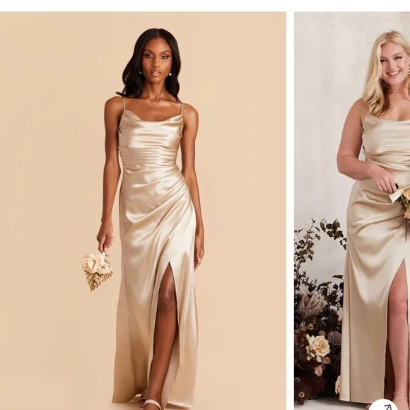 sachin and babi light blue dress It's about time! 🥂 🤩 Featuring our Lisa Shiny Satin bridesmaid dresses in  Neutral Champagne 📹: @alexandrahopkins3 #BIRDYGREY #satindresses  #bridesmaidtransformation #bridaltransitions #champagne main image 0